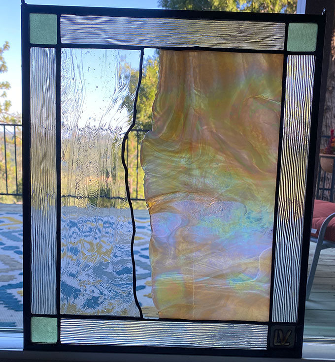 Iridescent opal raw edge